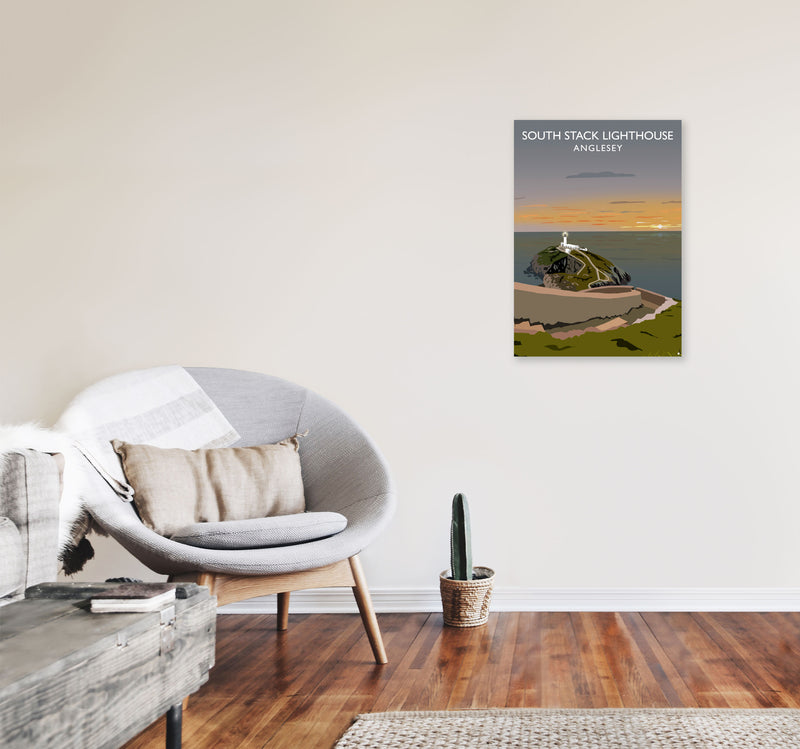 South Stack Lighthouse Anglesey Framed Digital Art Print by Richard O'Neill A2 Black Frame