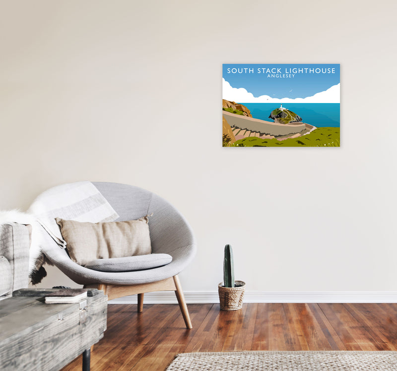 South Stack Lighthouse Anglesey Art Print by Richard O'Neill A2 Black Frame