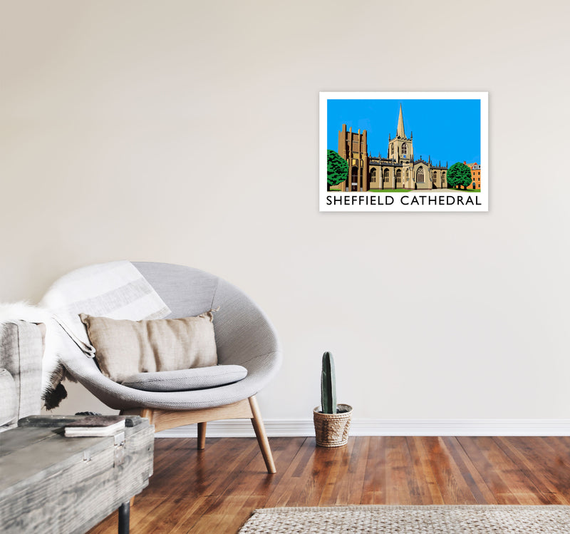 Sheffield Cathedral by Richard O'Neill Yorkshire Art Print, Travel Poster A2 Black Frame