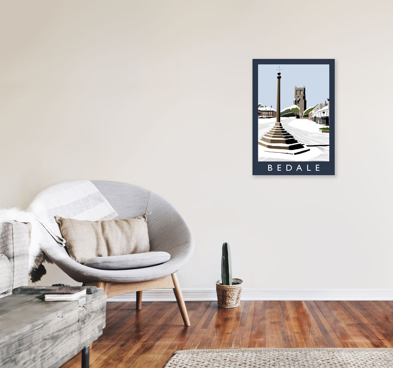 Bedale In Snow Portrait by Richard O'Neill A2 Black Frame