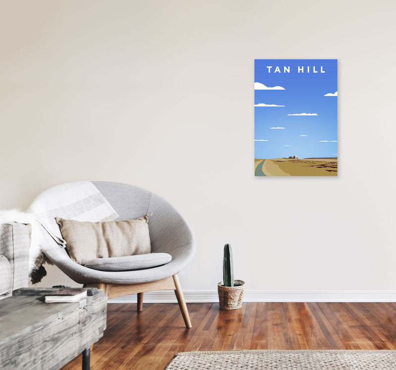 Tan Hill Travel Art Print by Richard O'Neill, Framed Wall Art A2 Black Frame