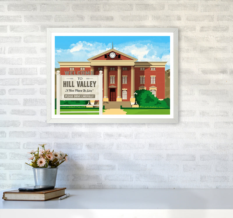 Hill Valley 1955 Revised Art Print by Richard O'Neill A2 Oak Frame