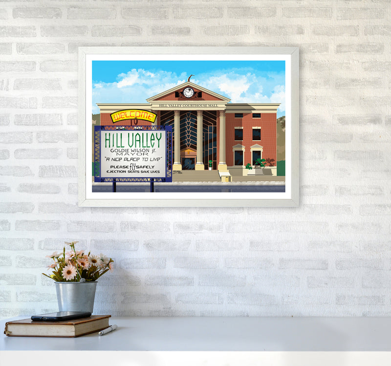 Hill Valley 2015 Revised Art Print by Richard O'Neill A2 Oak Frame