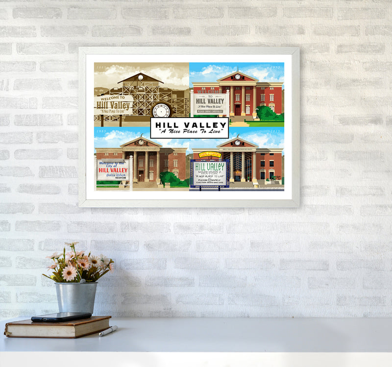 Hill Valley - A Nice Place To Live Art Print by Richard O'Neill A2 Oak Frame