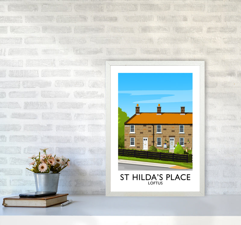 St Hilda's Place Portrait Art Print by Richard O'Neill A2 Oak Frame