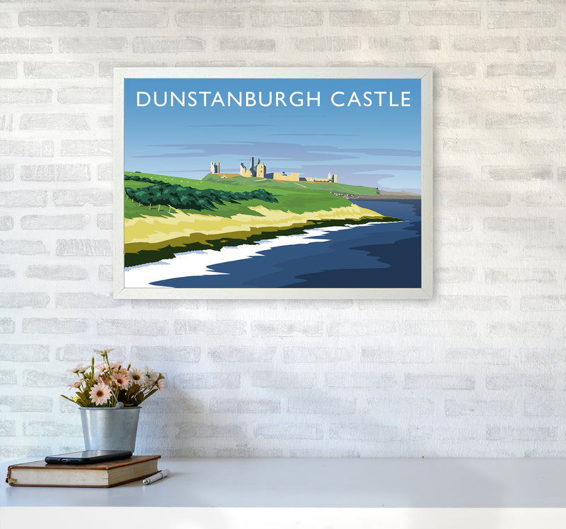 Dunstanburgh Castle Travel Art Print by Richard O'Neill A2 Oak Frame