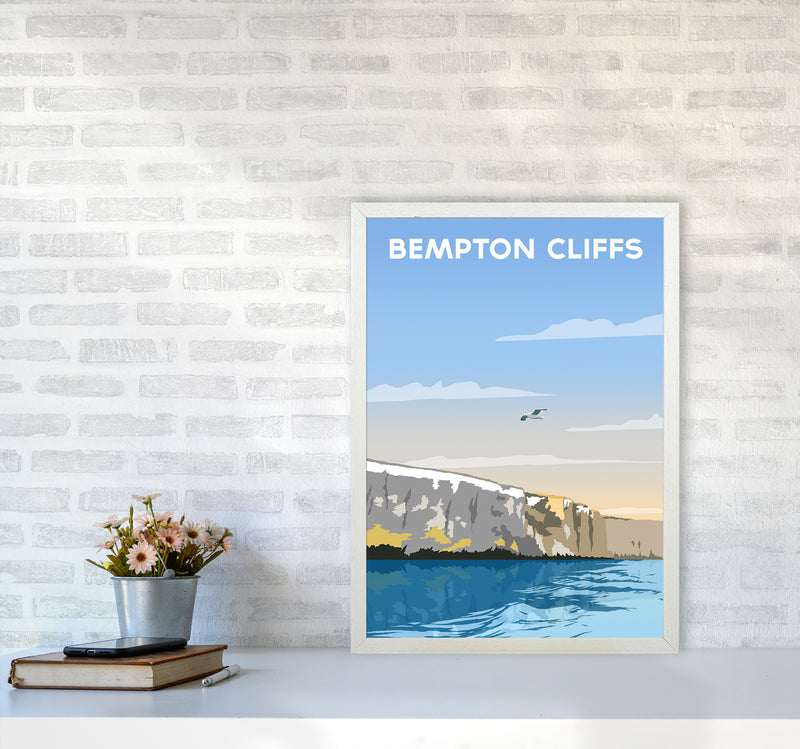 Bempton Cliffs portrait Travel Art Print by Richard O'Neill A2 Oak Frame