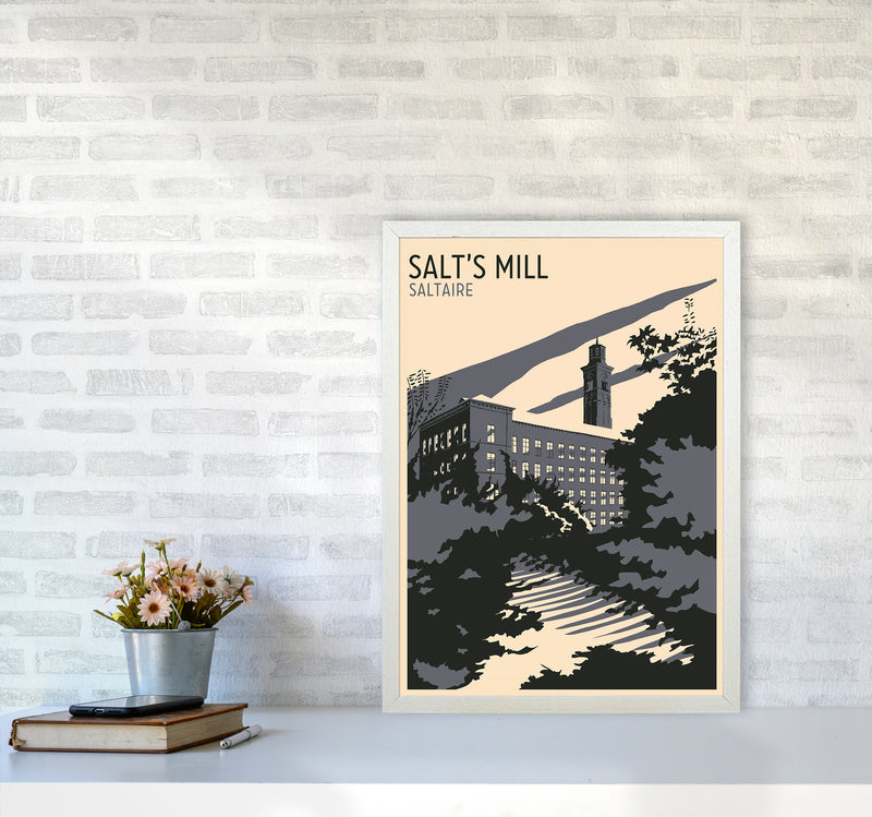 Salt's Mill, Saltaire Travel Art Print by Richard O'Neill A2 Oak Frame