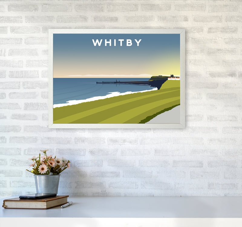 Whitby 5 Travel Art Print by Richard O'Neill A2 Oak Frame
