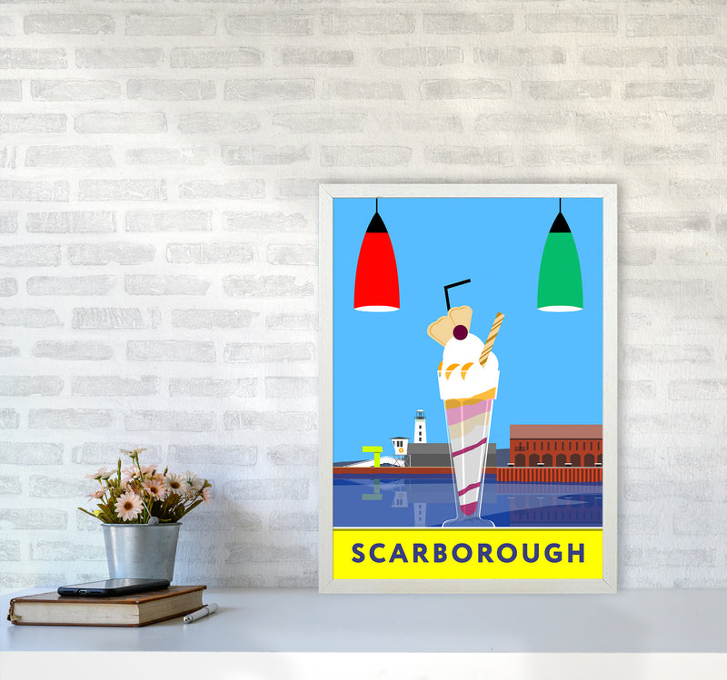Icecream at Scarborough Travel Art Print by Richard O'Neill A2 Oak Frame