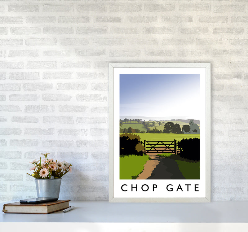 Chop Gate portrait Travel Art Print by Richard O'Neill A2 Oak Frame