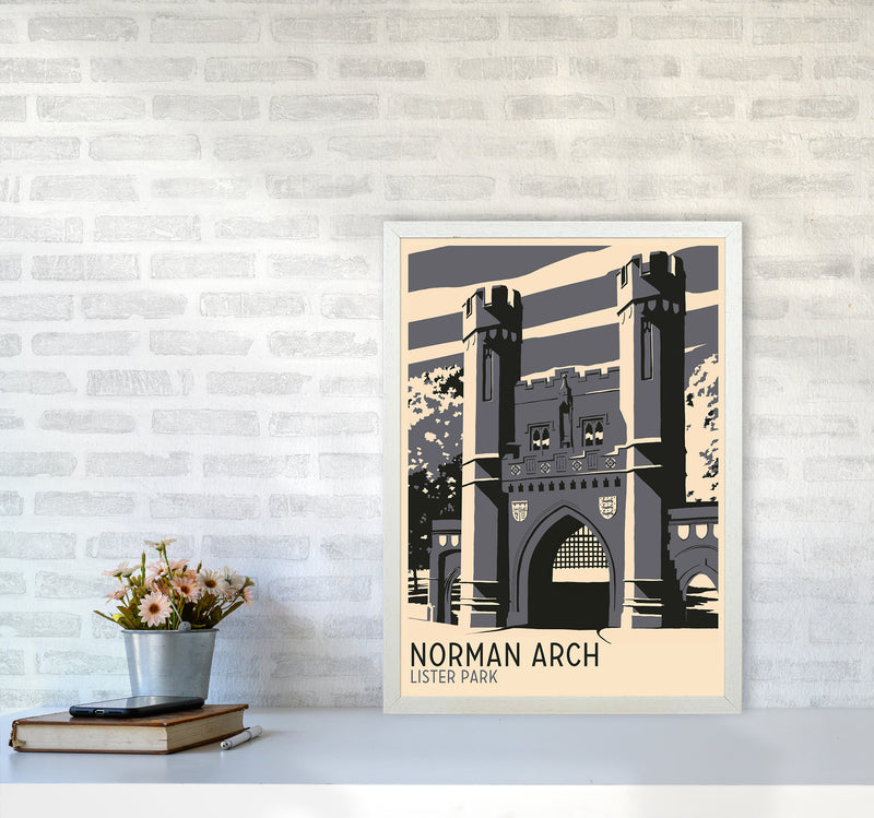 Norman Arch, Lister Park Travel Art Print by Richard O'Neill A2 Oak Frame