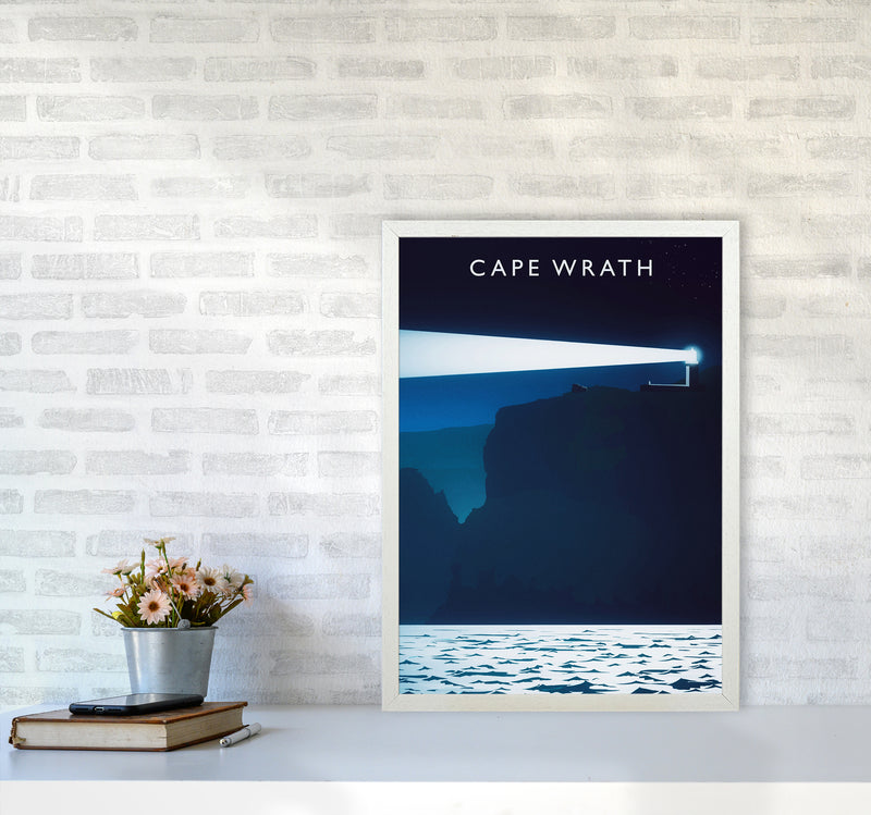 Cape Wrath portrait Travel Art Print by Richard O'Neill A2 Oak Frame