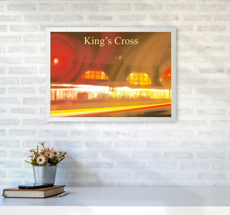 King's Cross Travel Art Print by Richard O'Neill A2 Oak Frame