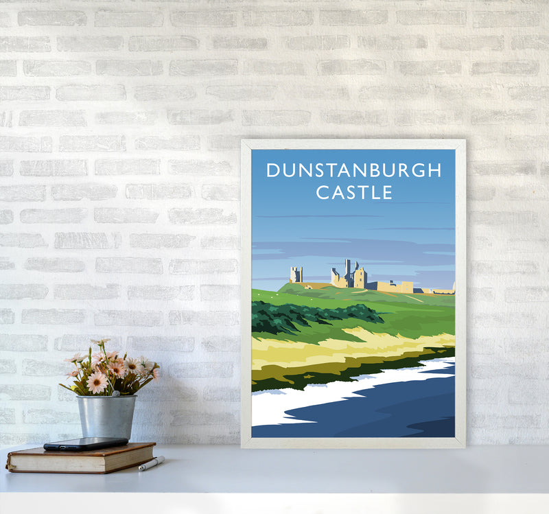 Dunstanburgh Castle portrait Travel Art Print by Richard O'Neill A2 Oak Frame