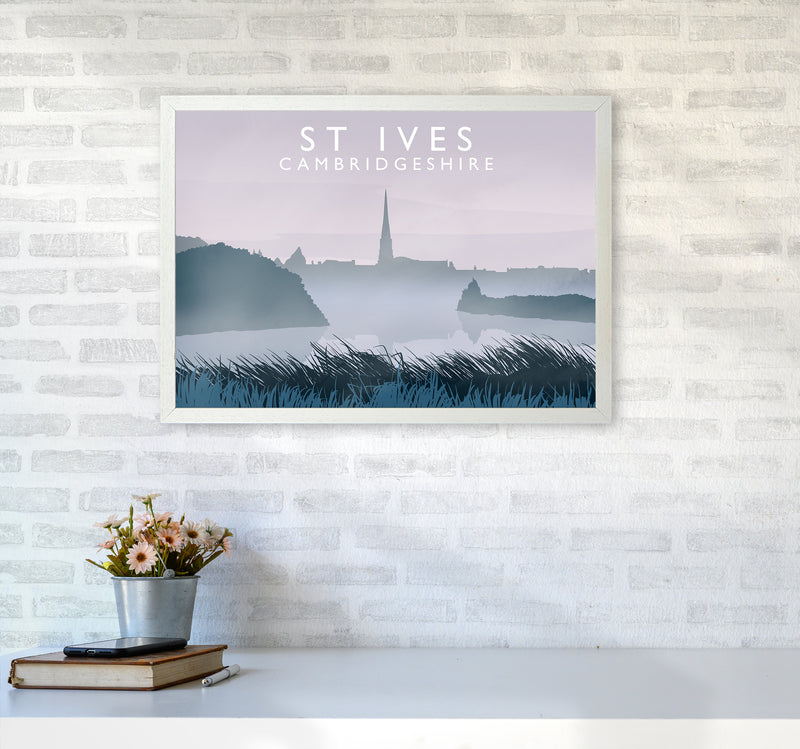 St Ives Travel Art Print by Richard O'Neill A2 Oak Frame