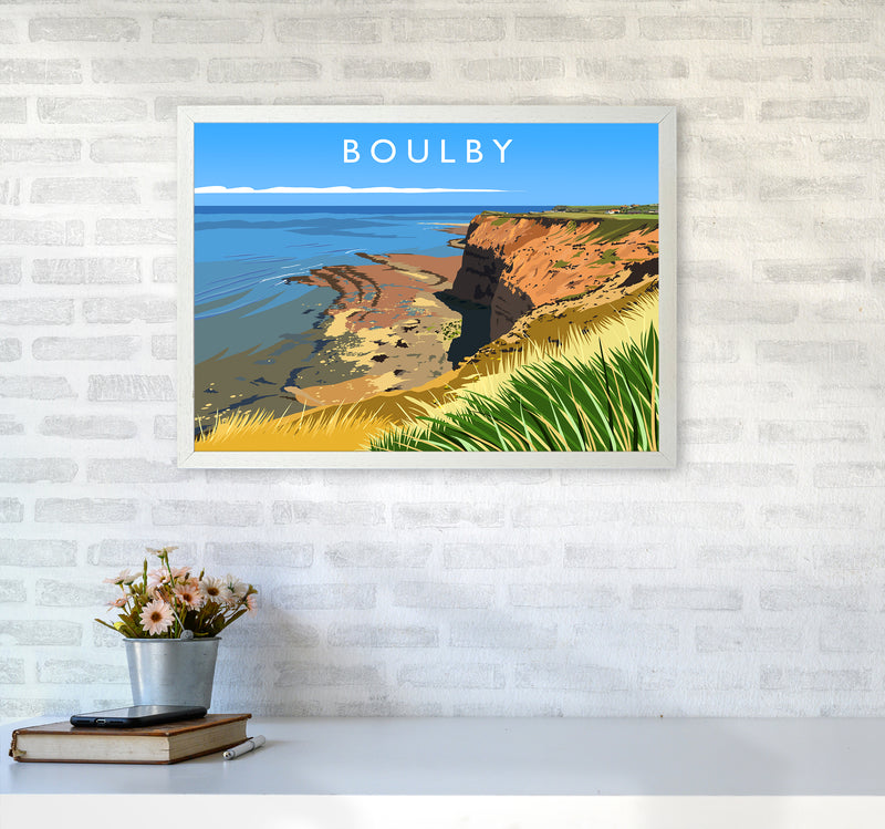 Boulby Travel Art Print by Richard O'Neill A2 Oak Frame