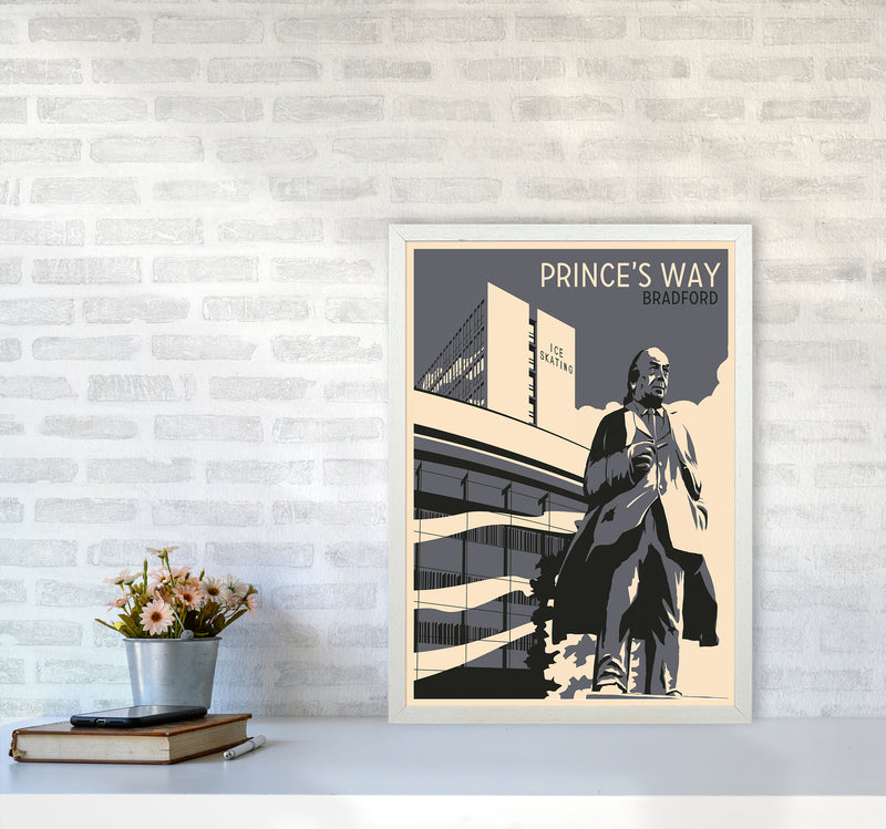 Prince's Way, Bradford Travel Art Print by Richard O'Neill A2 Oak Frame