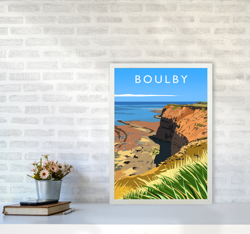 Boulby portrait Travel Art Print by Richard O'Neill A2 Oak Frame