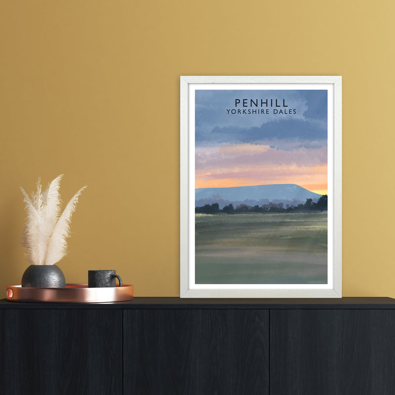 Penhill 3 Portrait Travel Art Print by Richard O'Neill A2 Oak Frame