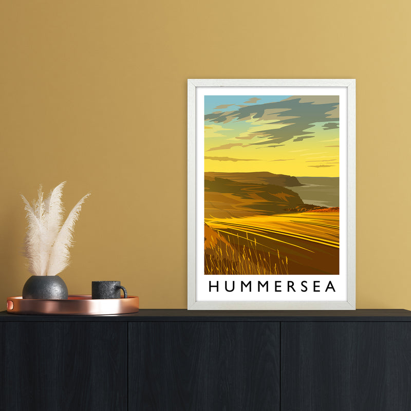 Hummersea Portrait Travel Art Print by Richard O'Neill A2 Oak Frame