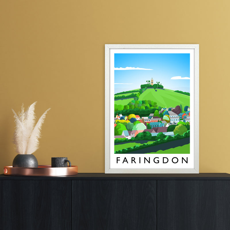 Faringdon Portrait Travel Art Print by Richard O'Neill A2 Oak Frame