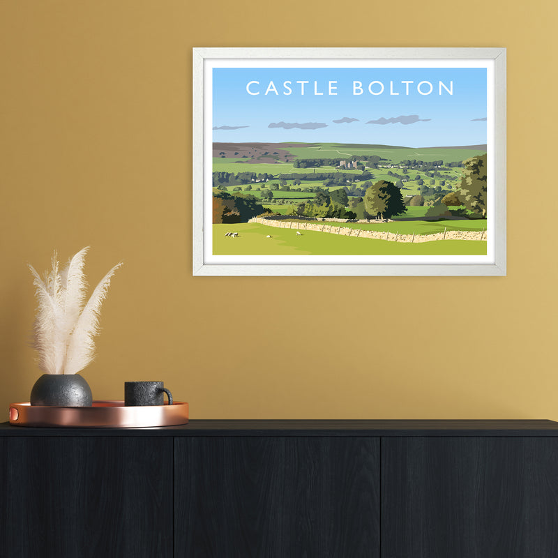 Castle Bolton Travel Art Print by Richard O'Neill A2 Oak Frame