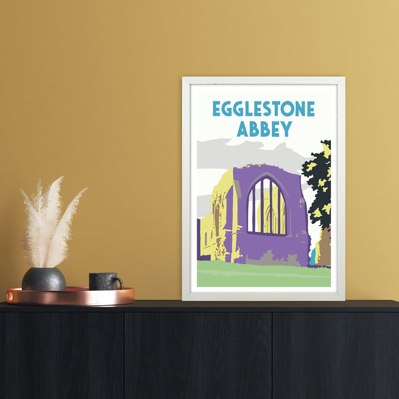 Egglestone Abbey Portrait Travel Art Print by Richard O'Neill A2 Oak Frame