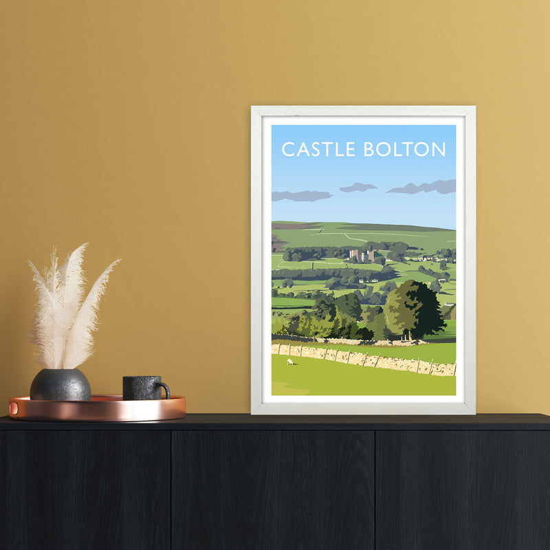 Castle Bolton Portrait Travel Art Print by Richard O'Neill A2 Oak Frame