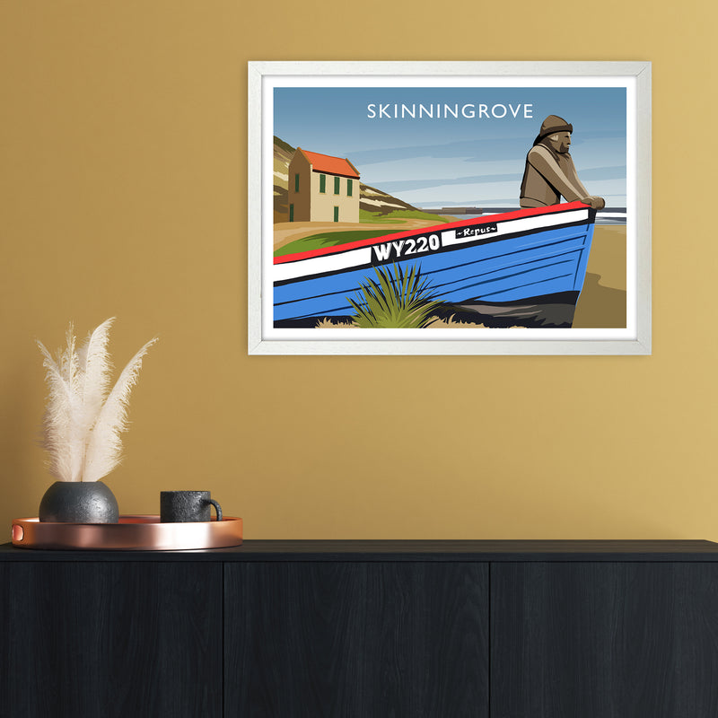 Skinningrove Travel Art Print by Richard O'Neill A2 Oak Frame