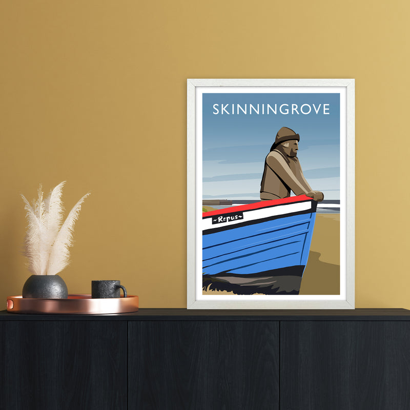 Skinningrove Portrait Travel Art Print by Richard O'Neill A2 Oak Frame