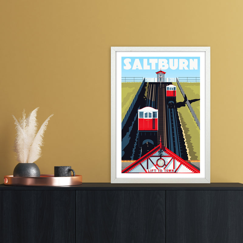 Saltburn 2 Travel Art Print by Richard O'Neill A2 Oak Frame