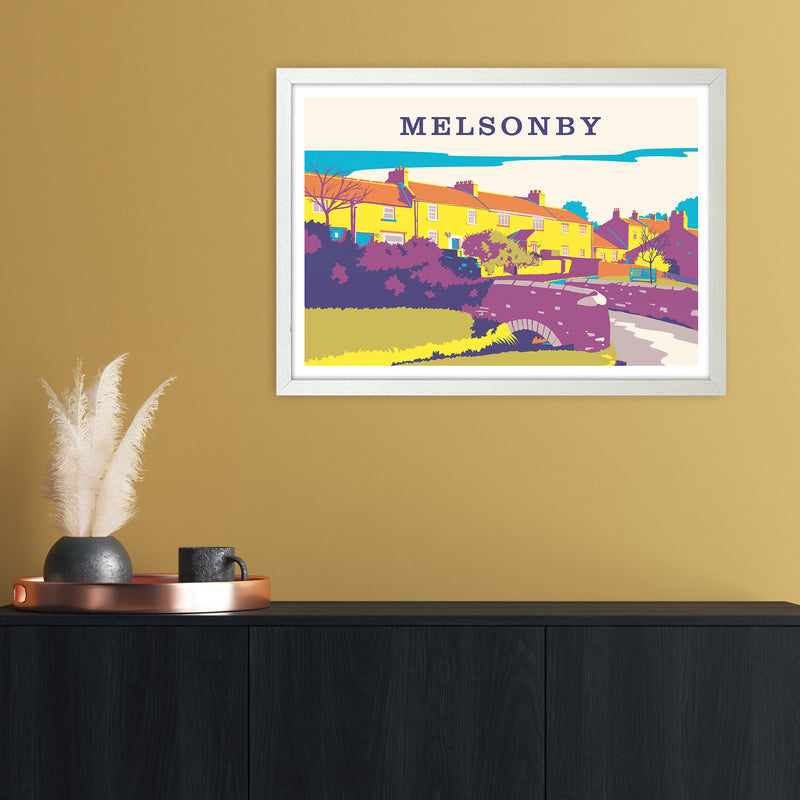 Melsonby Travel Art Print by Richard O'Neill A2 Oak Frame