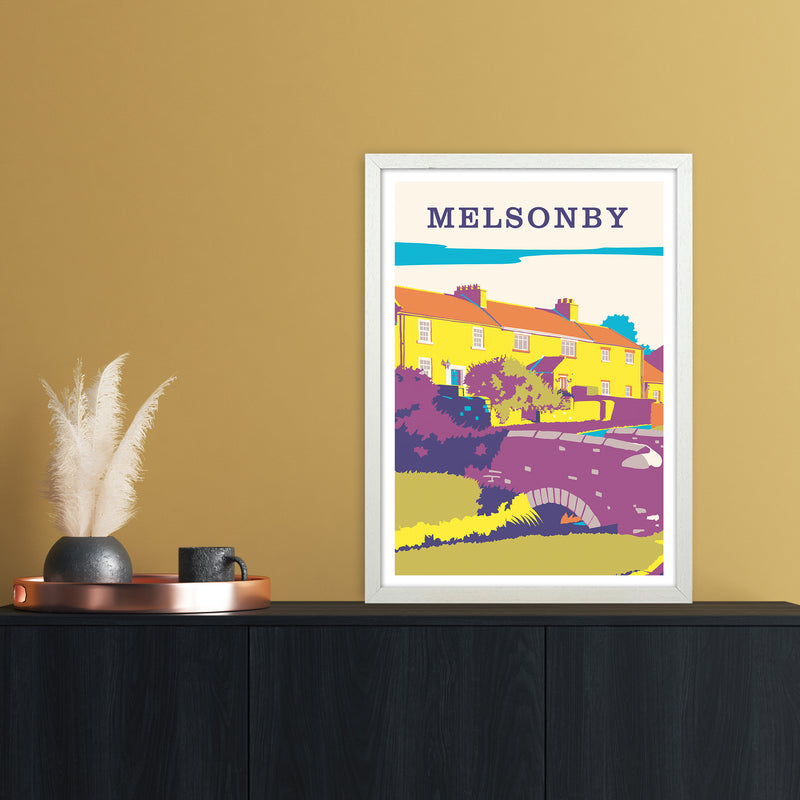 Melsonby Portrait Travel Art Print by Richard O'Neill A2 Oak Frame