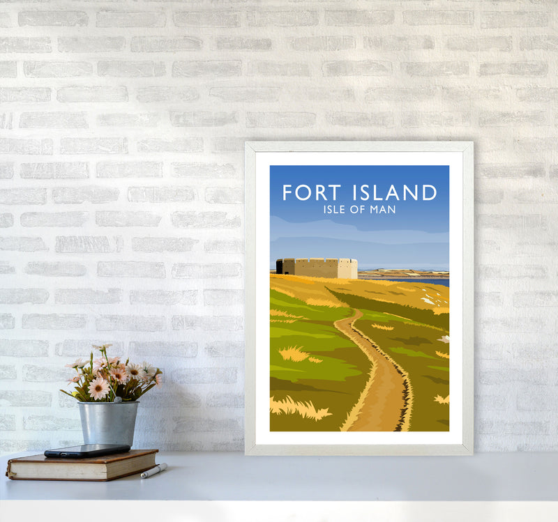 Fort Island portrait Travel Art Print by Richard O'Neill A2 Oak Frame
