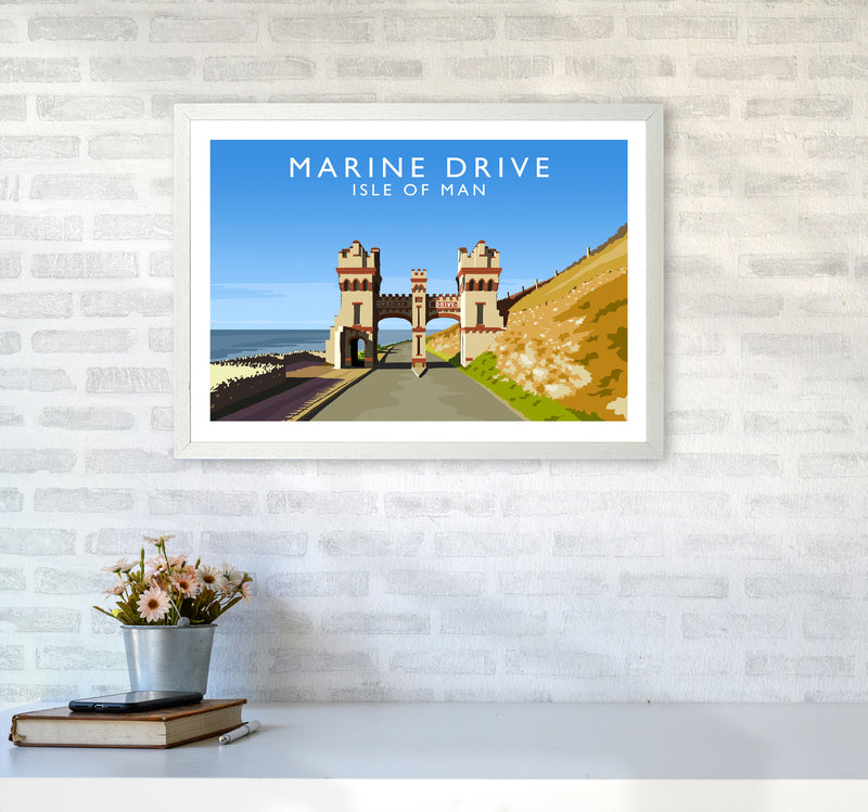 Marine Drive Travel Art Print by Richard O'Neill A2 Oak Frame