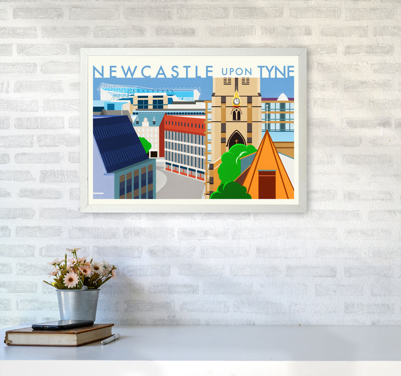 Newcastle upon Tyne 2 (Day) landscape Travel Art Print by Richard O'Neill A2 Oak Frame