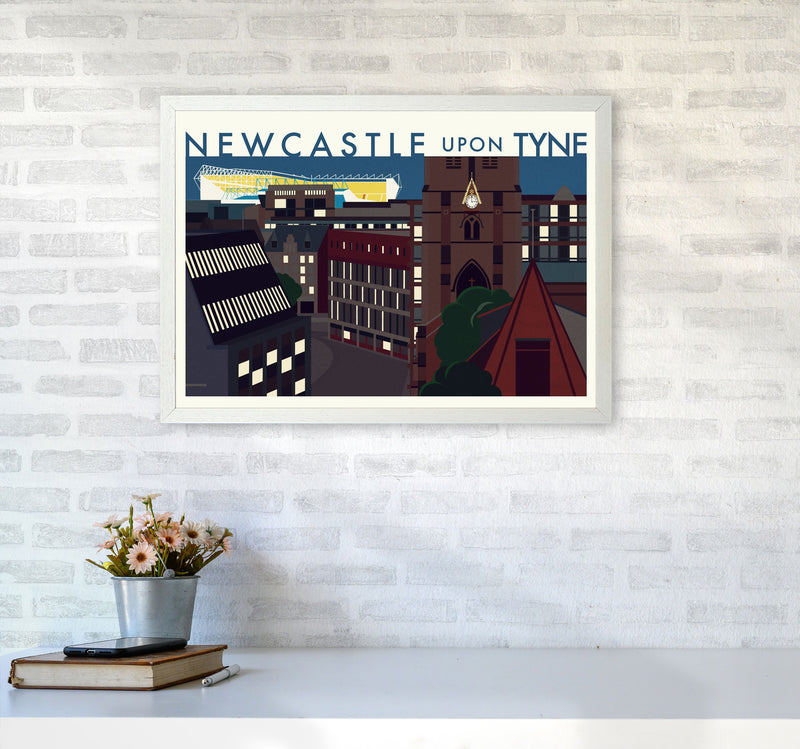 Newcastle upon Tyne 2 (Night) landscape Travel Art Print by Richard O'Neill A2 Oak Frame