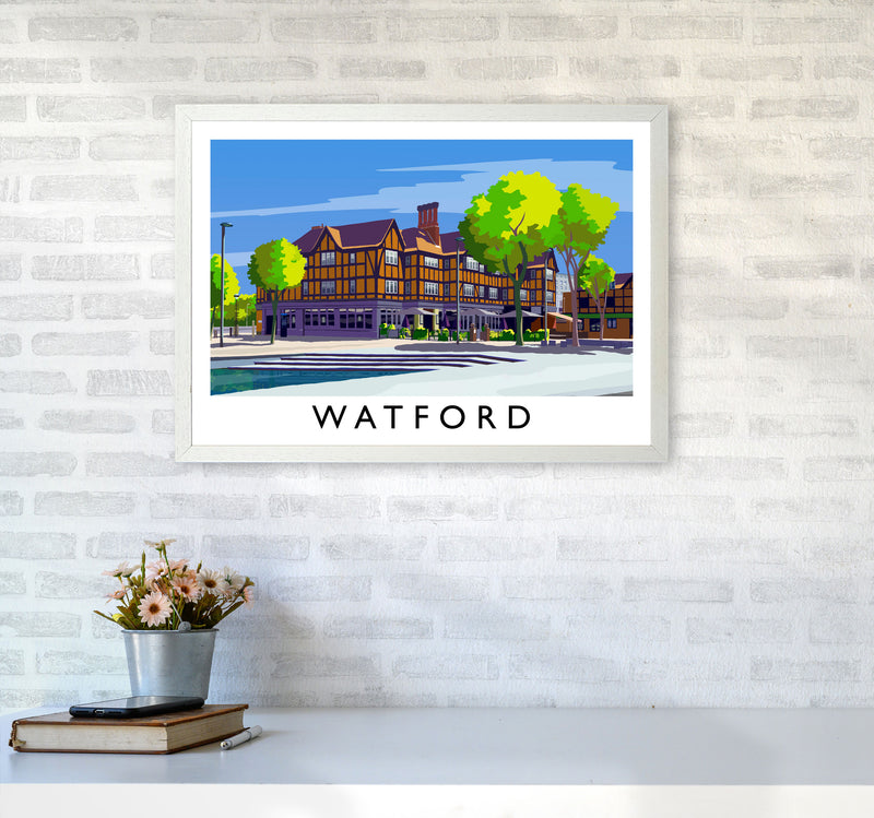 Watford 2 Travel Art Print by Richard O'Neill A2 Oak Frame