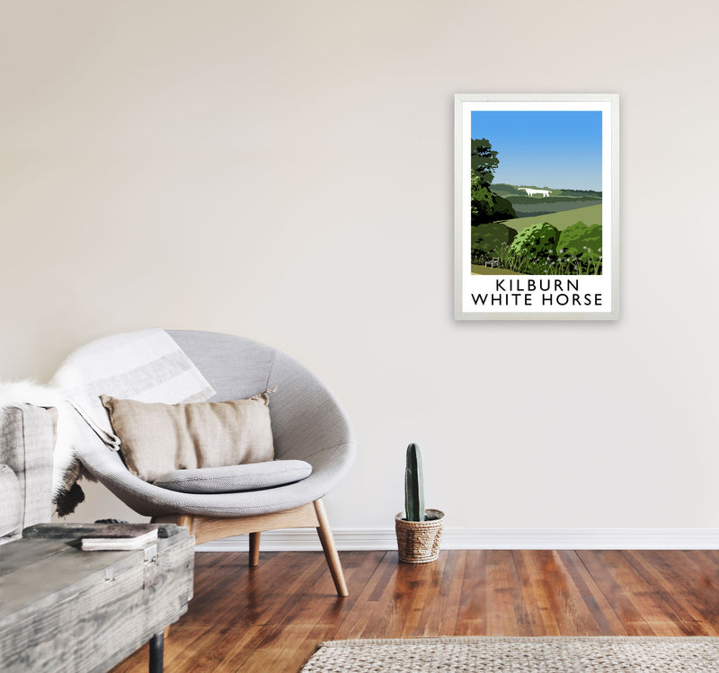 Kilburn White Horse by Richard O'Neill Yorkshire Art Print A2 Oak Frame