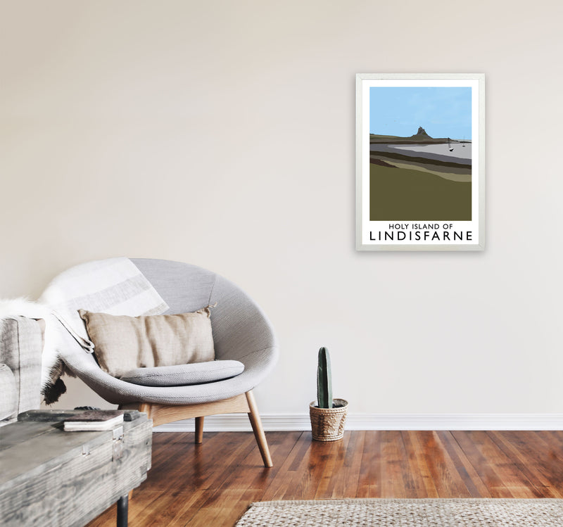 Holy Island of Lindisfarne Framed Digital Art Print by Richard O'Neill A2 Oak Frame