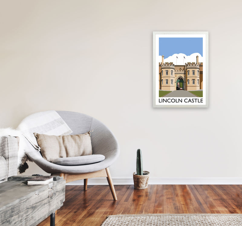 Lincoln Castle Framed Digital Art Print by Richard O'Neill A2 Oak Frame