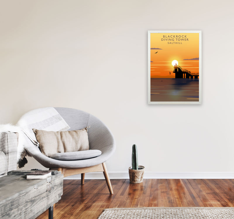 Blackrock Diving Tower (Sunset) (Portrait) by Richard O'Neill A2 Oak Frame