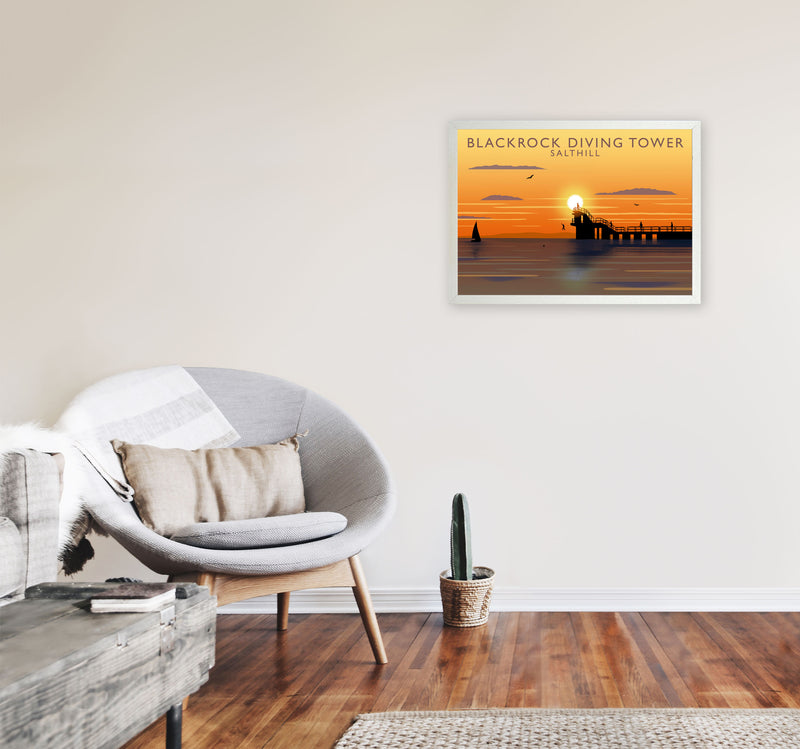 Blackrock Diving Tower (Sunset) (Landscape) by Richard O'Neill A2 Oak Frame