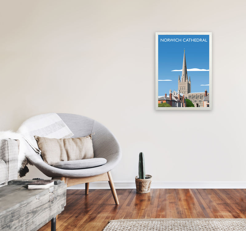 Norwich Cathedral Art Print by Richard O'Neill A2 Oak Frame