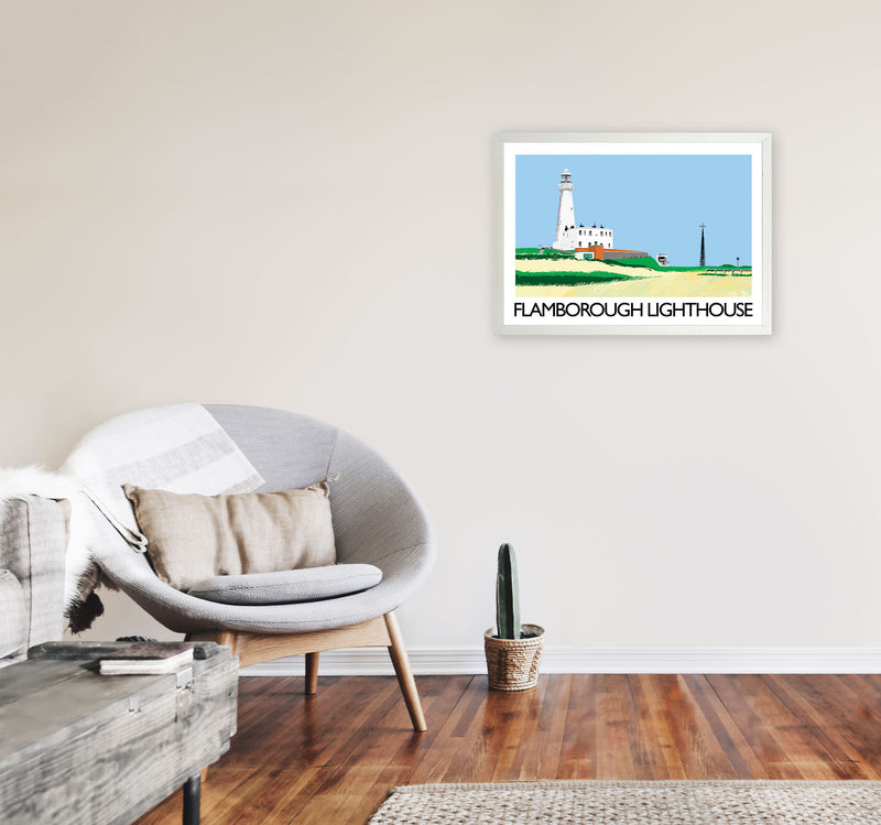 Flamborough Lighthouse Art Print by Richard O'Neill A2 Oak Frame