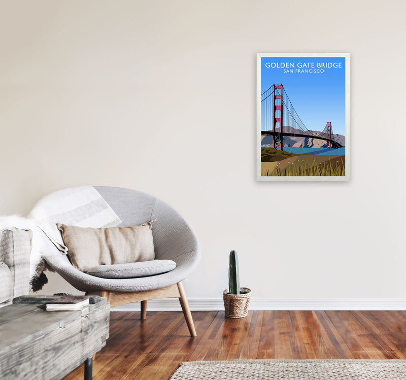 Golden Gate Bridge Portrait by Richard O'Neill A2 Oak Frame
