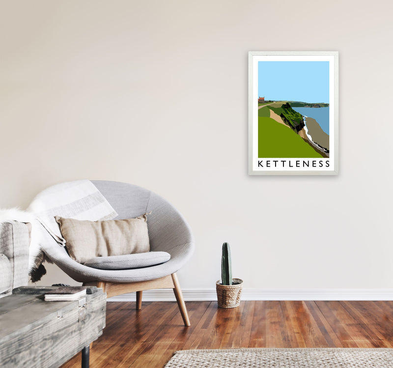 Kettleness Travel Art Print by Richard O'Neill, Framed Wall Art A2 Oak Frame