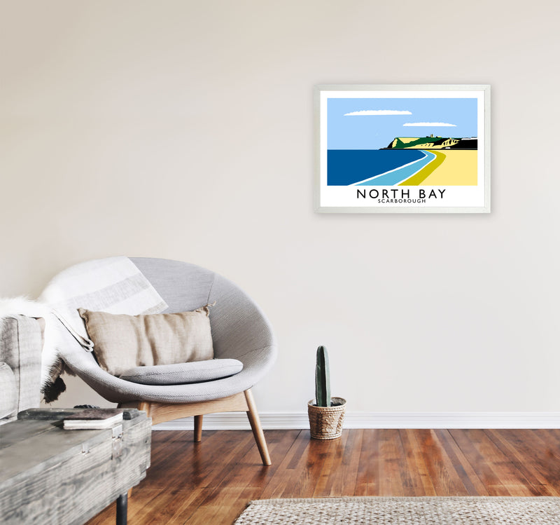 North Bay Scarborough Travel Art Print by Richard O'Neill, Framed Wall Art A2 Oak Frame