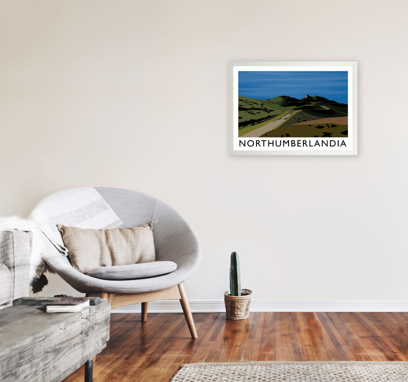 Northumberlandia Travel Art Print by Richard O'Neill, Framed Wall Art A2 Oak Frame